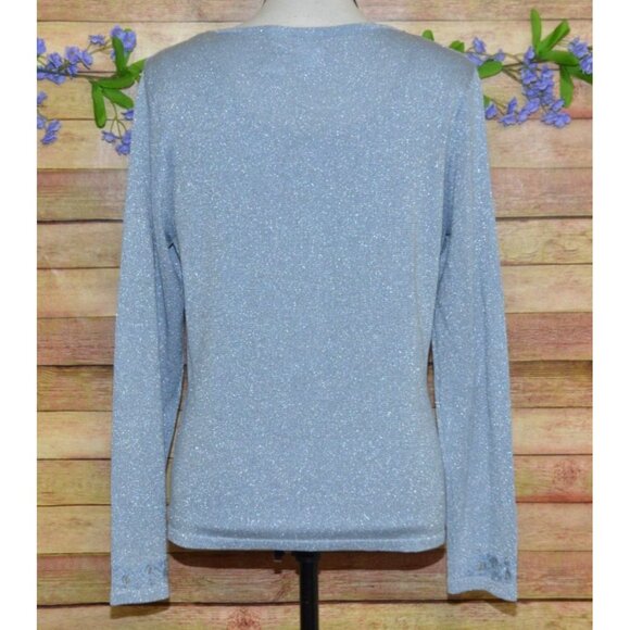 Emma James M Blue & Metallic Silver Sequin 2 Piece Silk Blend Jacket & Tank Top - Picture 5 of 12